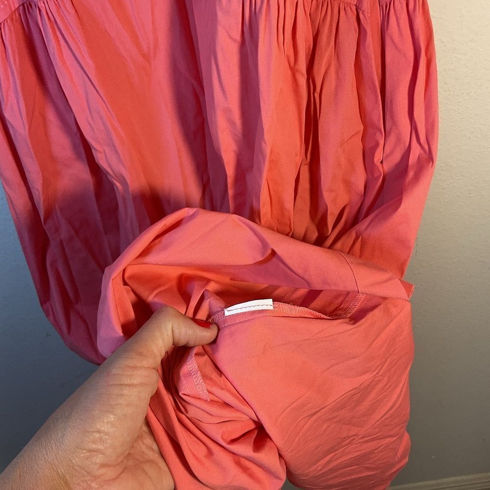 Shoshanna ladies POPPY MIDI DRESS 6 PINK coral poplin day resort Anthropologie - Picture 9 of 16